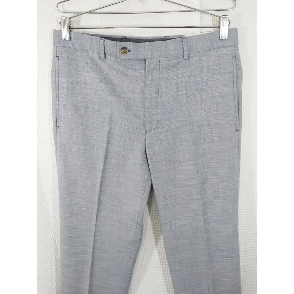 NWT@$95! LAUREN BY RALPH LAUREN! LT BLUE MICRO WEAVE ULTRAFLEX PANTS! SZ 33x32
